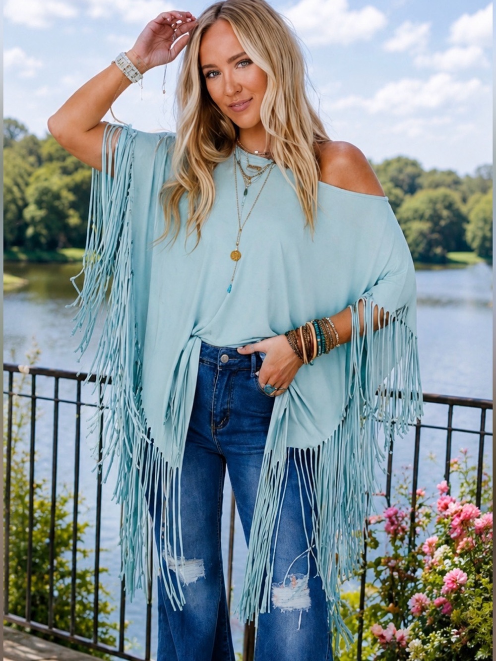 Showstopper Fringe Poncho Top | Boho Western Festival Oversized Tunic